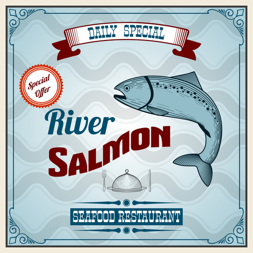 River salmon special offer poster vector