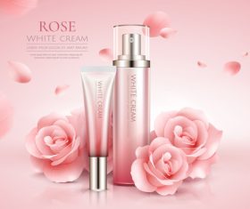 Rose white cream cosmetic advertising poster template vector 01