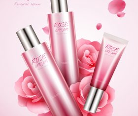 Rose white cream cosmetic advertising poster template vector 02