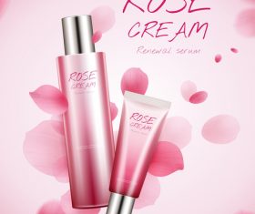 Rose white cream cosmetic advertising poster template vector 03
