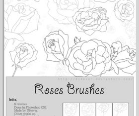 Roses Outlines Photoshop Brushes Set