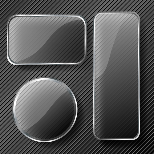 Round with square transparent glass plates vector
