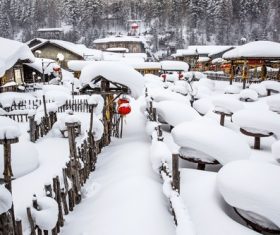 Rural snow scene Stock Photo 03