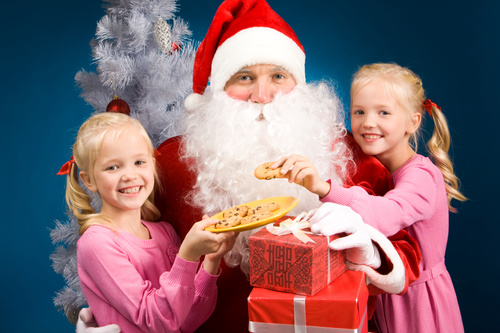 Santa Claus and cute children Stock Photo 01