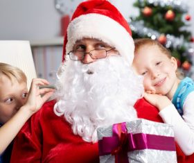 Santa Claus and cute children Stock Photo 03
