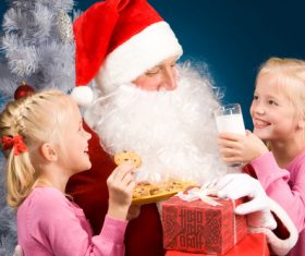 Santa Claus and cute children Stock Photo 05