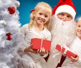 Santa Claus and cute children Stock Photo 06