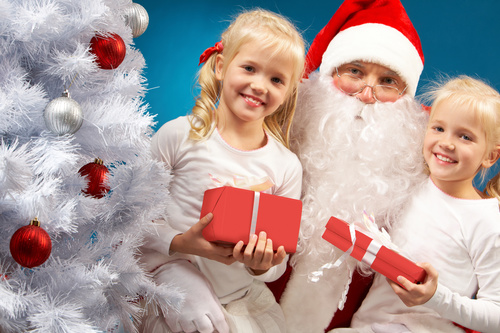 Santa Claus and cute children Stock Photo 06