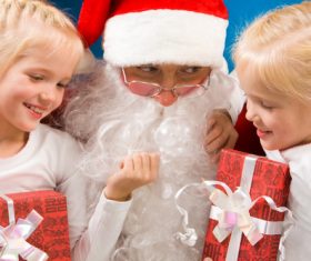 Santa Claus and cute children Stock Photo 07