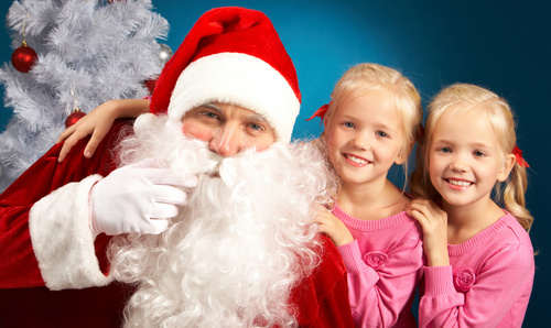 Santa Claus and cute children Stock Photo 08