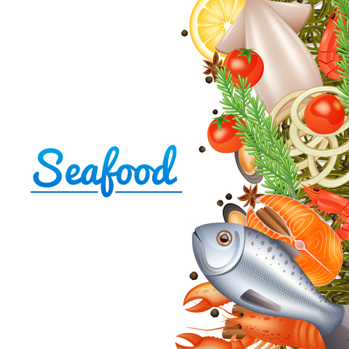Seafood background design vector 01