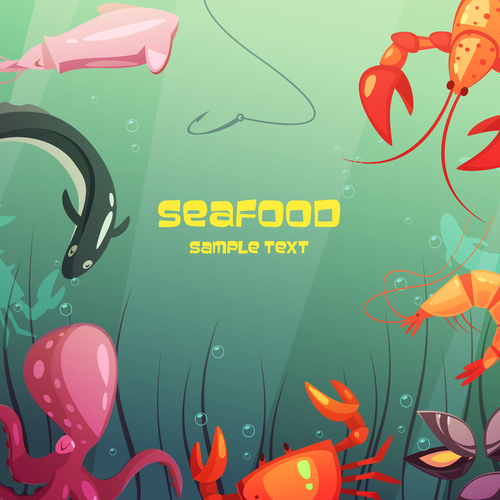 Seafood background design vector 02