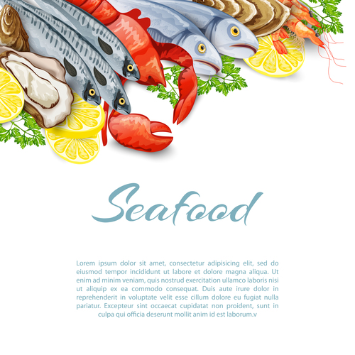 Seafood background design vector 03