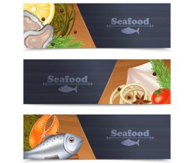 Seafood banners template vectors