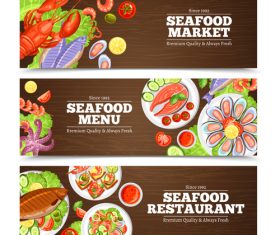 Seafood menu banners template vectors