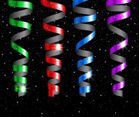 Serpentine ribbons with black background vector