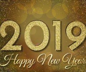 Shining 2019 new year golden background vector 01