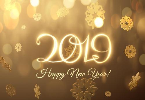 Shining 2019 new year golden background vector 03