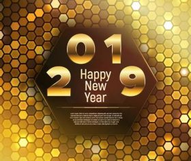 Shining 2019 new year golden background vector 04