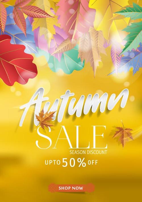 Shiny autumn sale poster vectors