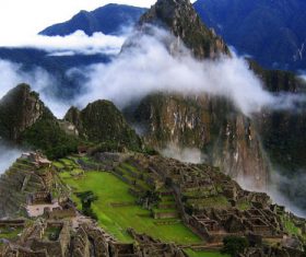 Spectacular scenery of Machu Picchu Inca ruins Peru Stock Photo 01