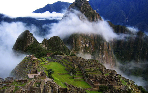 Spectacular scenery of Machu Picchu Inca ruins Peru Stock Photo 01