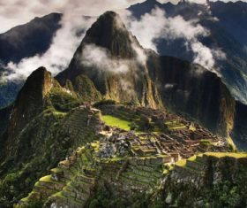 Spectacular scenery of Machu Picchu Inca ruins Peru Stock Photo 02