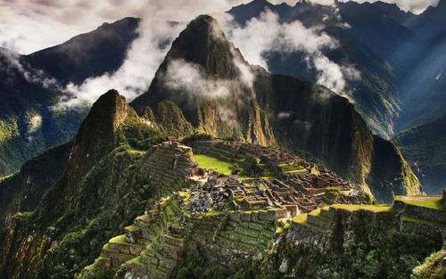 Spectacular scenery of Machu Picchu Inca ruins Peru Stock Photo 02