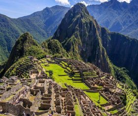 Spectacular scenery of Machu Picchu Inca ruins Peru Stock Photo 06
