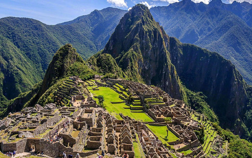 Spectacular scenery of Machu Picchu Inca ruins Peru Stock Photo 06