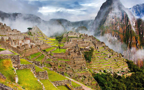 Spectacular scenery of Machu Picchu Inca ruins Peru Stock Photo 07