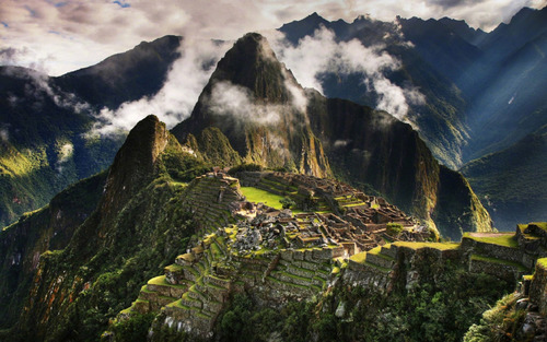 Spectacular scenery of Machu Picchu Inca ruins Peru Stock Photo 08