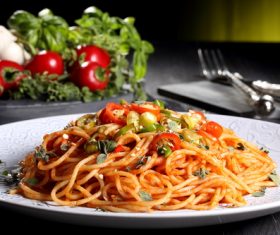 Spicy spaghetti Stock Photo