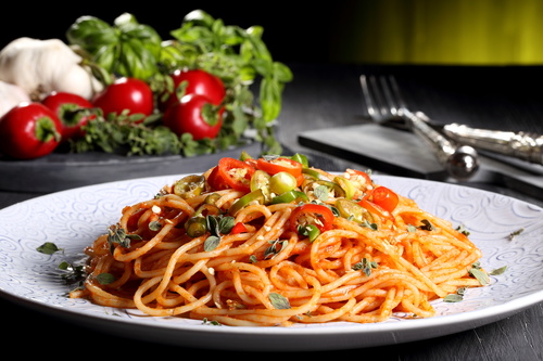 Spicy spaghetti Stock Photo