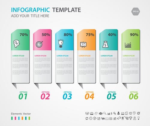 Steps options infographic template vector 01
