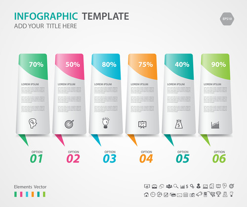 Steps options infographic template vector 02