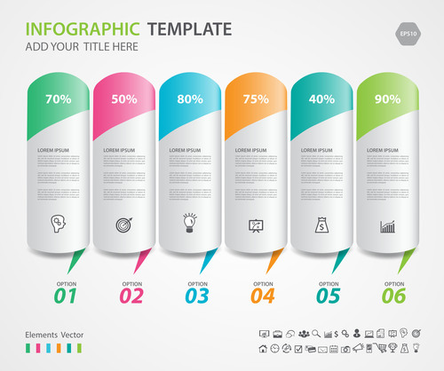 Steps options infographic template vector 03