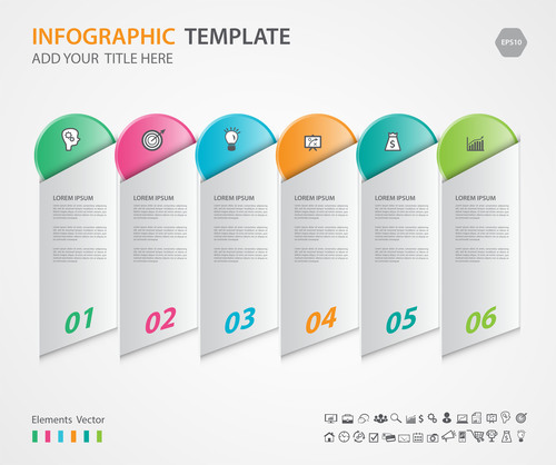 Steps options infographic template vector 04