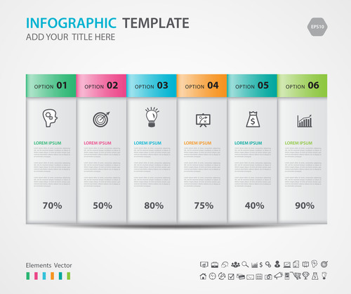 Steps options infographic template vector 05