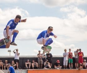 Stock Photo Awesome skateboard movement 04