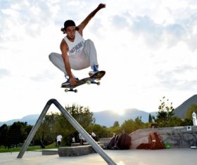 Stock Photo Awesome skateboard movement 05