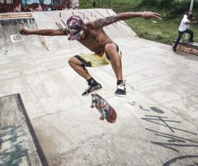 Stock Photo Awesome skateboard movement 07