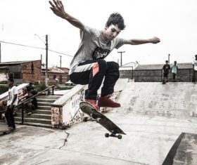 Stock Photo Awesome skateboard movement 08