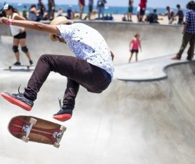 Stock Photo Awesome skateboard movement 09