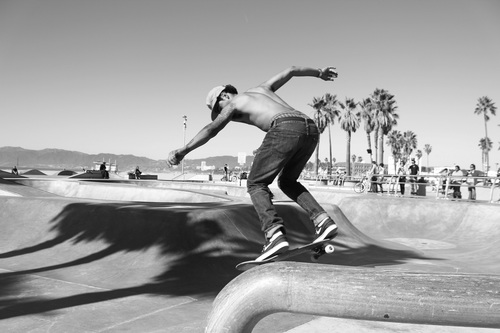 Stock Photo Awesome skateboard movement 10