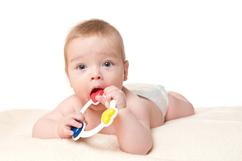 Stock Photo Baby holding rattle to play 04