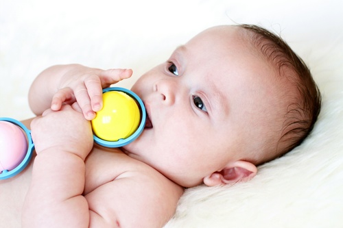 Stock Photo Baby holding rattle to play 08