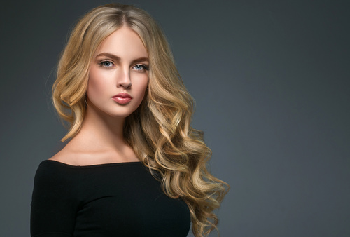 Stock Photo Beautiful girl with blond curly long hair 03