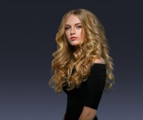 Stock Photo Beautiful girl with blond curly long hair 04