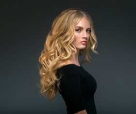 Stock Photo Beautiful girl with blond curly long hair 05